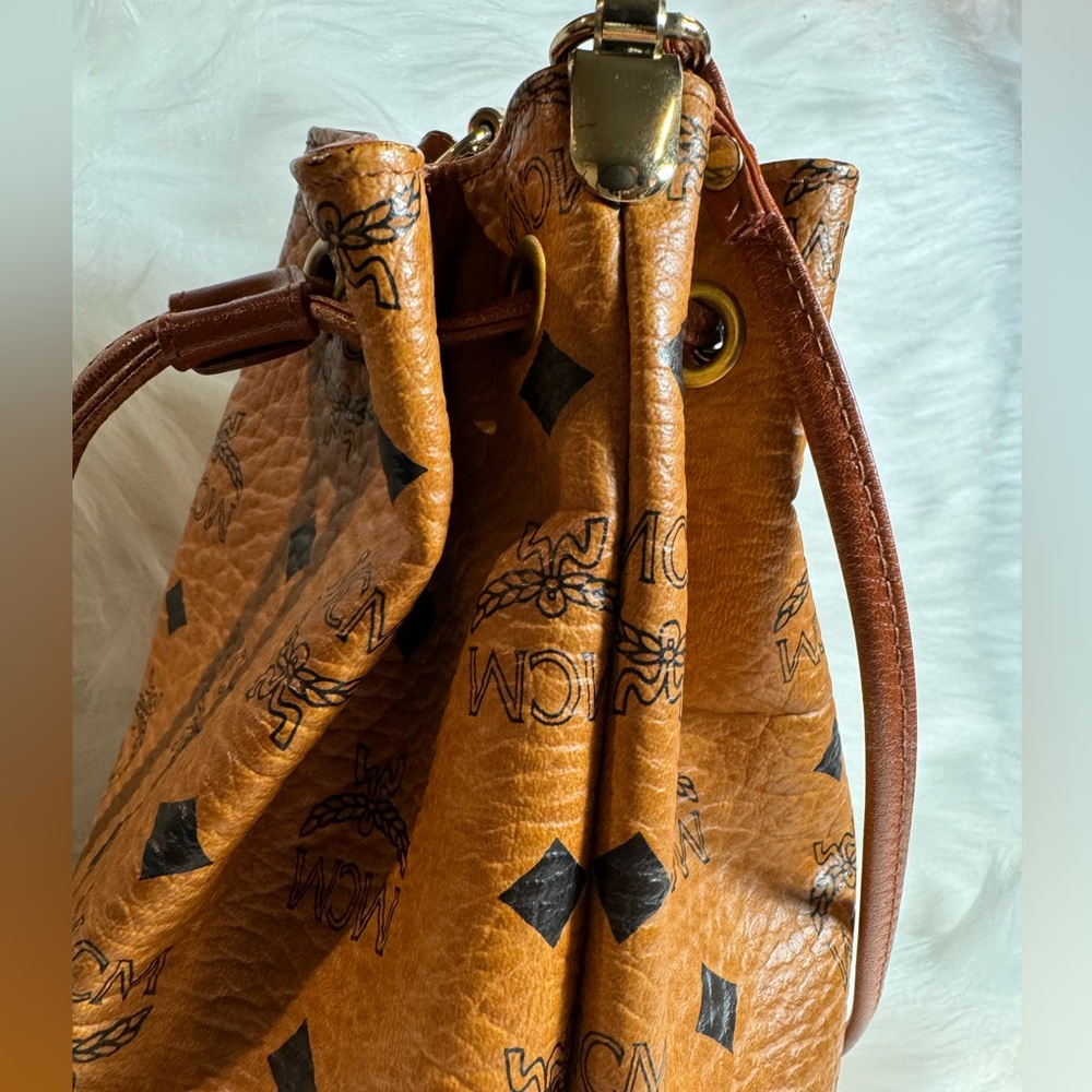 MCM Visetos Leather-Trimmed Bucket Bag - Picture 7 of 11